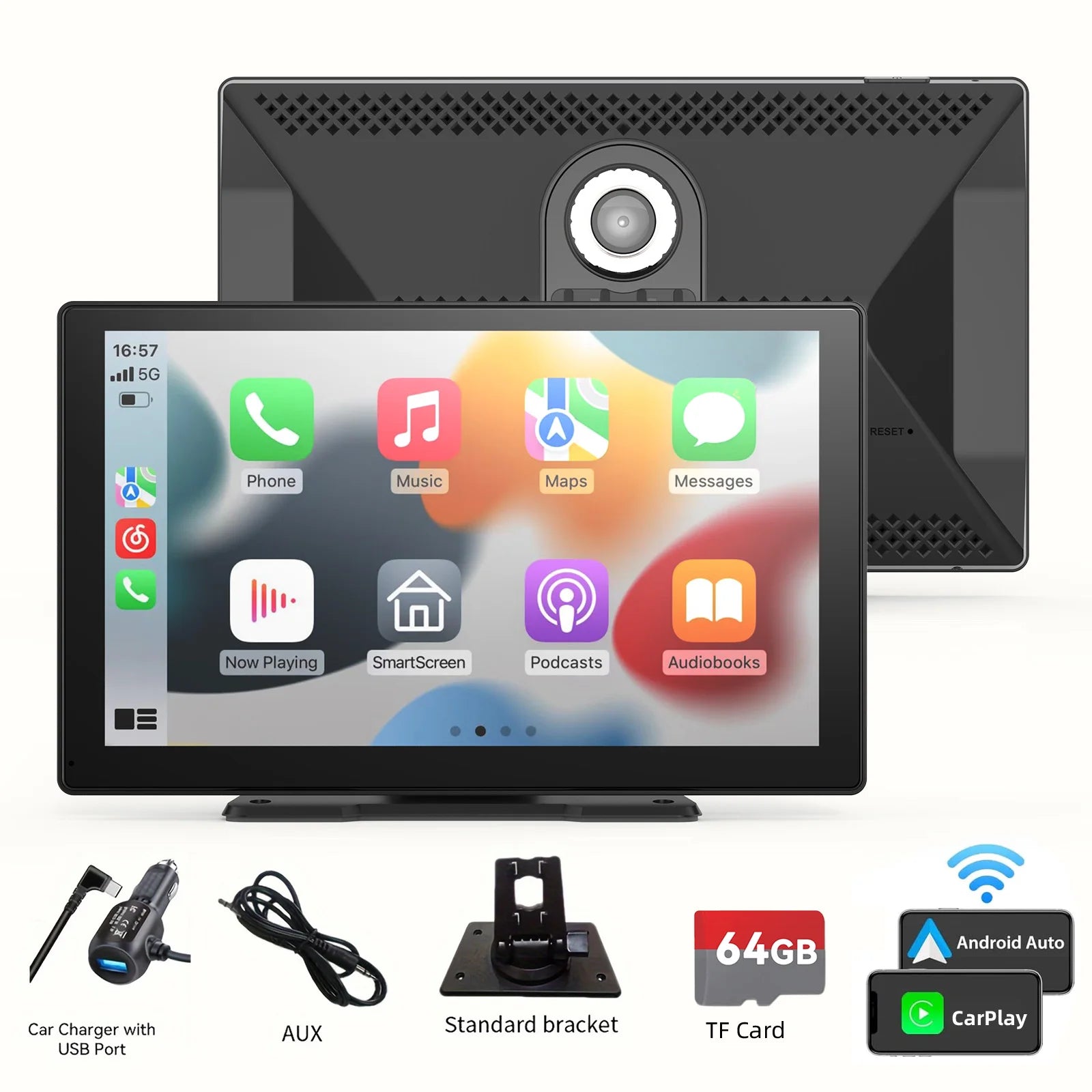 Pionray 7/9/10.26” CarPlay USB & AUX Support + Rearview Camera