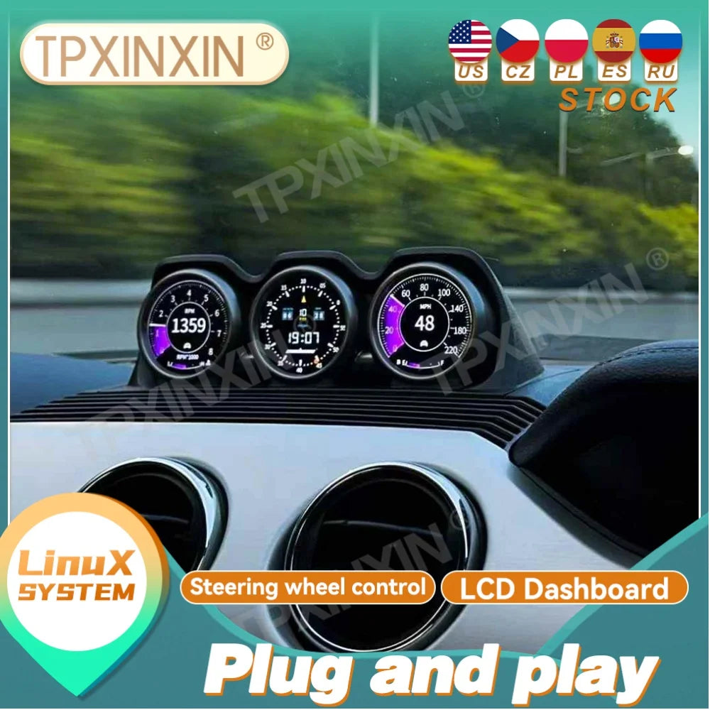 Pressure Gauge For Ford Mustang 2015~2023 Virtual Cockpit Speed Meter Dashboard Display