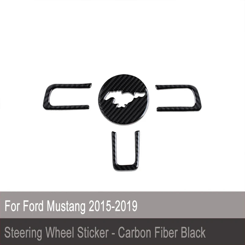 Carbon Fiber Interior Car Steering Wheel Cover For Ford Mustang 2015-2019