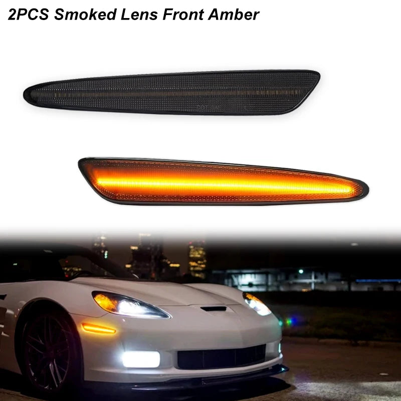 Amber Red or White LED Light Front Rear Bumper  Fender Light For Chevy Corvette C6 2005-2013