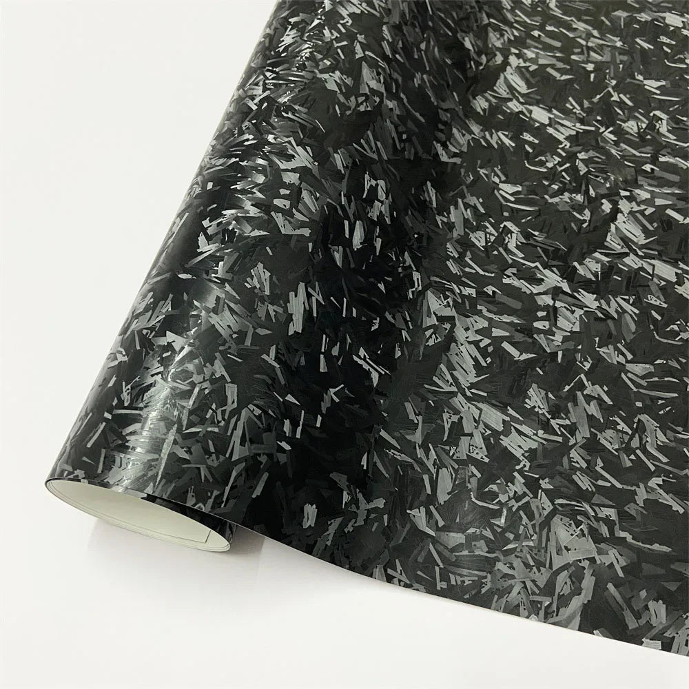 Black Chopped Forged Carbon Fiber Vinyl Wrap DIY Adhesive Film Foil Wrapping Decal