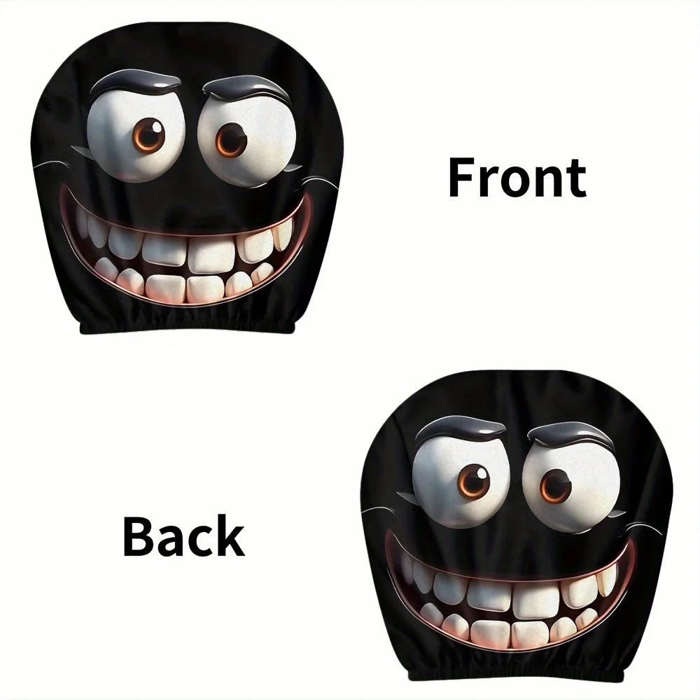 2pcs Smiley Face Head Rest Cover + Washer and Dryer Safe