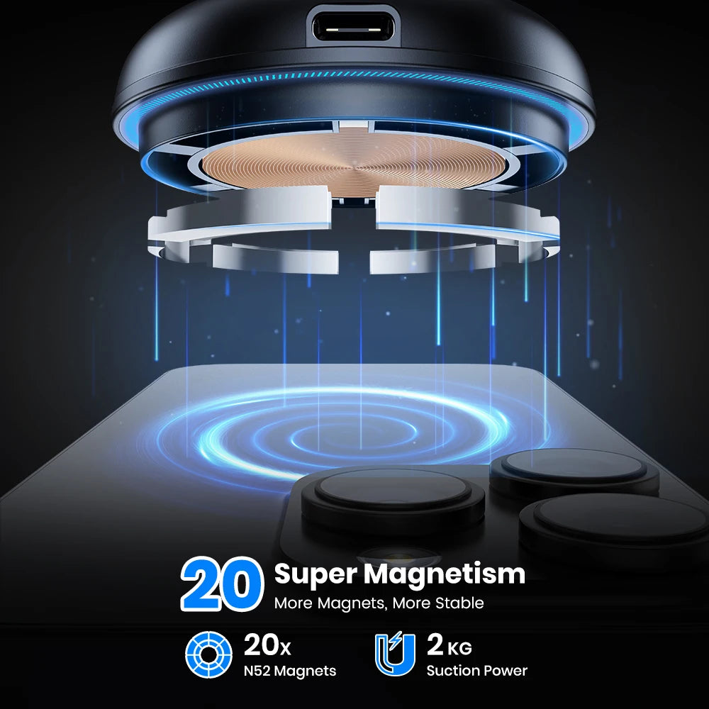 TOPK Phone Holder Charger 15W Fast Wireless Magnet for Air Vent for iPhone 16/15/14/13/12