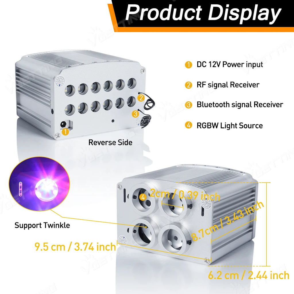 Starlight Headliner Kit 32W 4Port Twinkle Star Roof Meteor Light Fibre Optic 920ct
