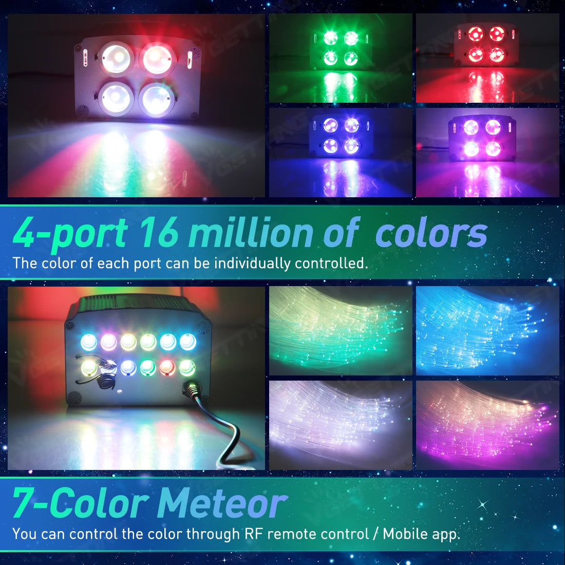 Starlight Headliner Kit 32W 4Port Twinkle Star Roof Meteor Light Fibre Optic 920ct