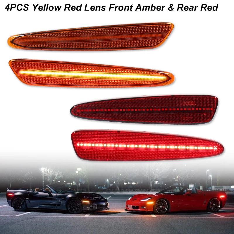 Amber Red or White LED Light Front Rear Bumper  Fender Light For Chevy Corvette C6 2005-2013