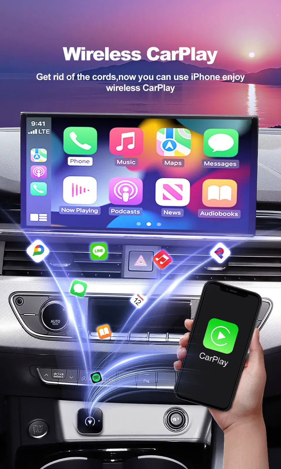 Wireless CarPlay Adapter High-Quality Smart Box 5GHz WiFi Type-C/USB Car Accessory