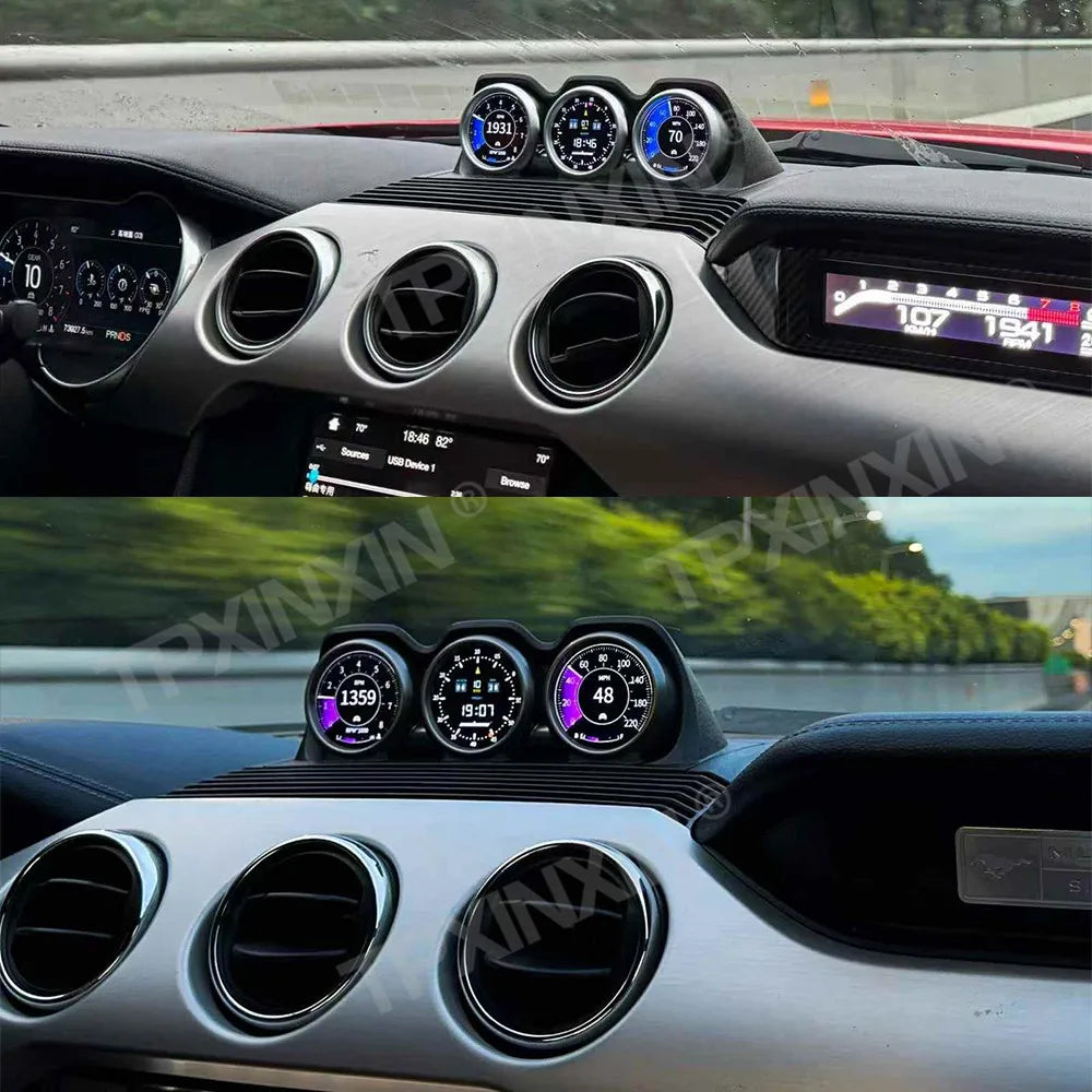 Pressure Gauge For Ford Mustang 2015~2023 Virtual Cockpit Speed Meter Dashboard Display
