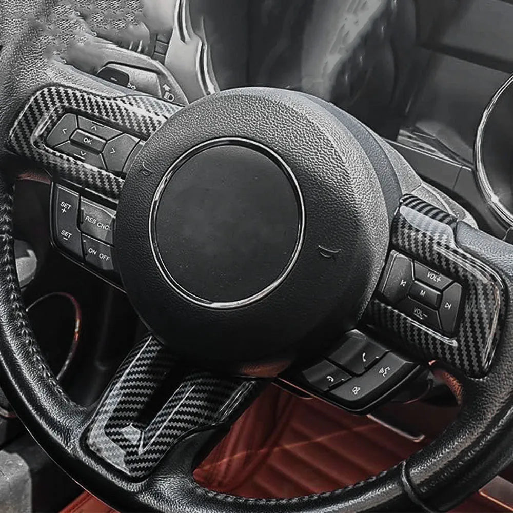 Ford Mustang 2015-2023 Steering Wheel Button Frame Cover Trim Interior Car Accessories