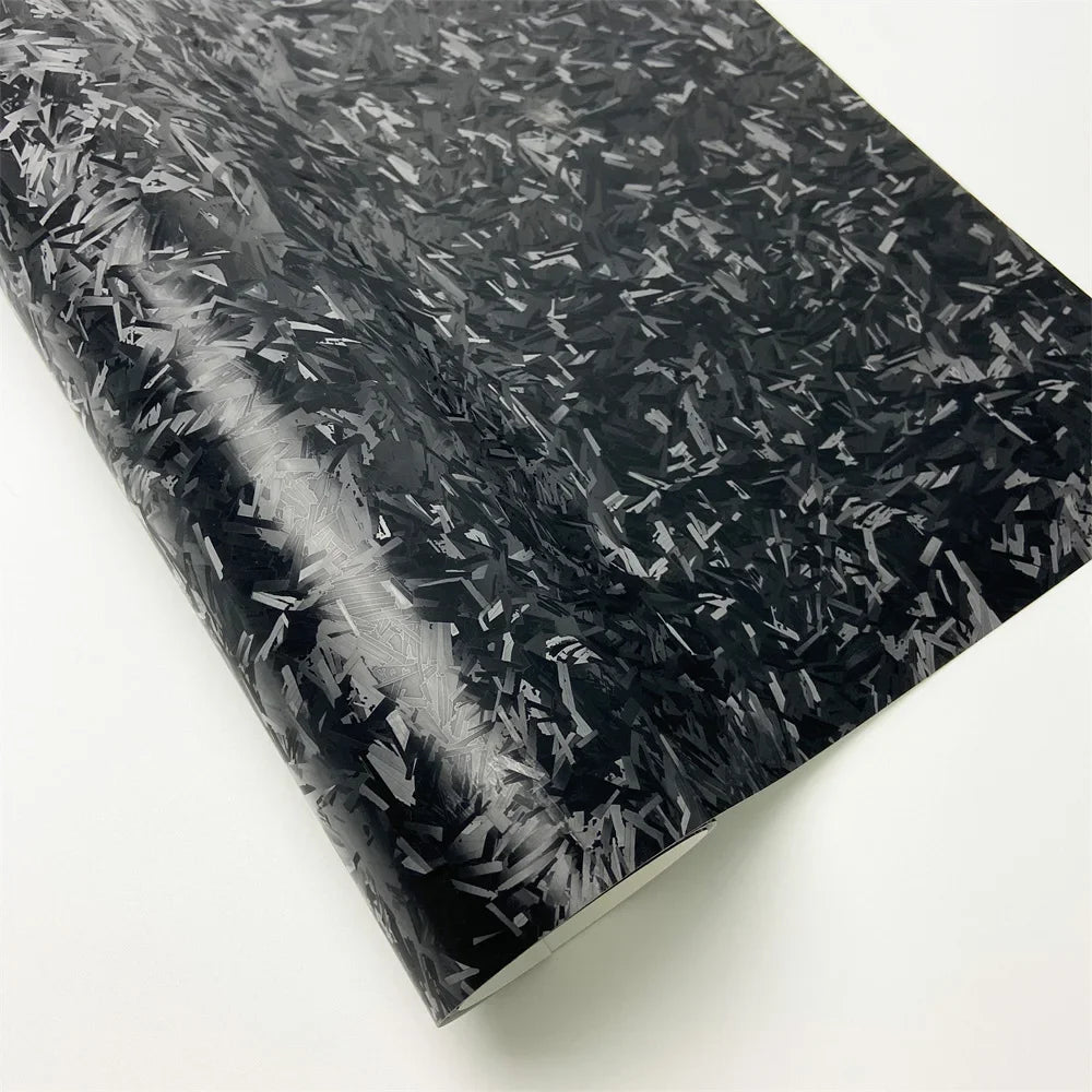 Black Chopped Forged Carbon Fiber Vinyl Wrap DIY Adhesive Film Foil Wrapping Decal