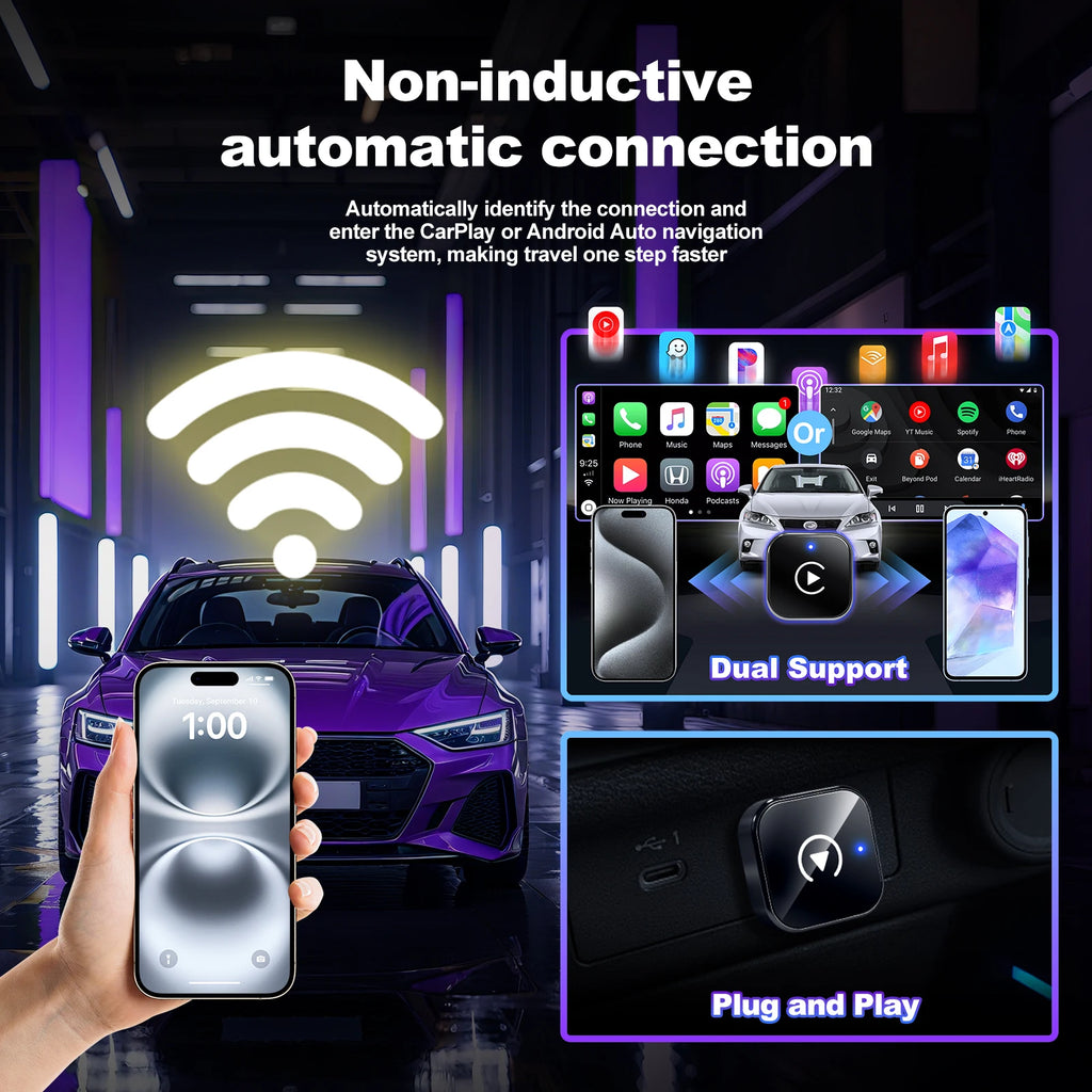 Wireless CarPlay Adapter High-Quality Smart Box 5GHz WiFi Type-C/USB Car Accessory