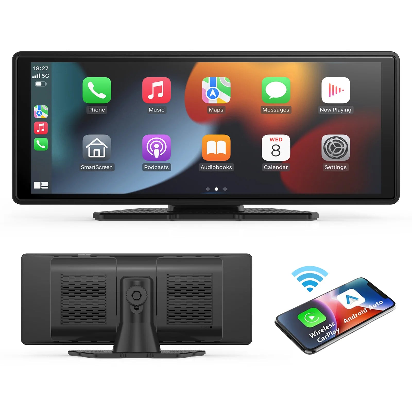 Universal Portable Carplay, Wireless Carplay Screen Wireless Car Stereo with Carplay Android Auto,