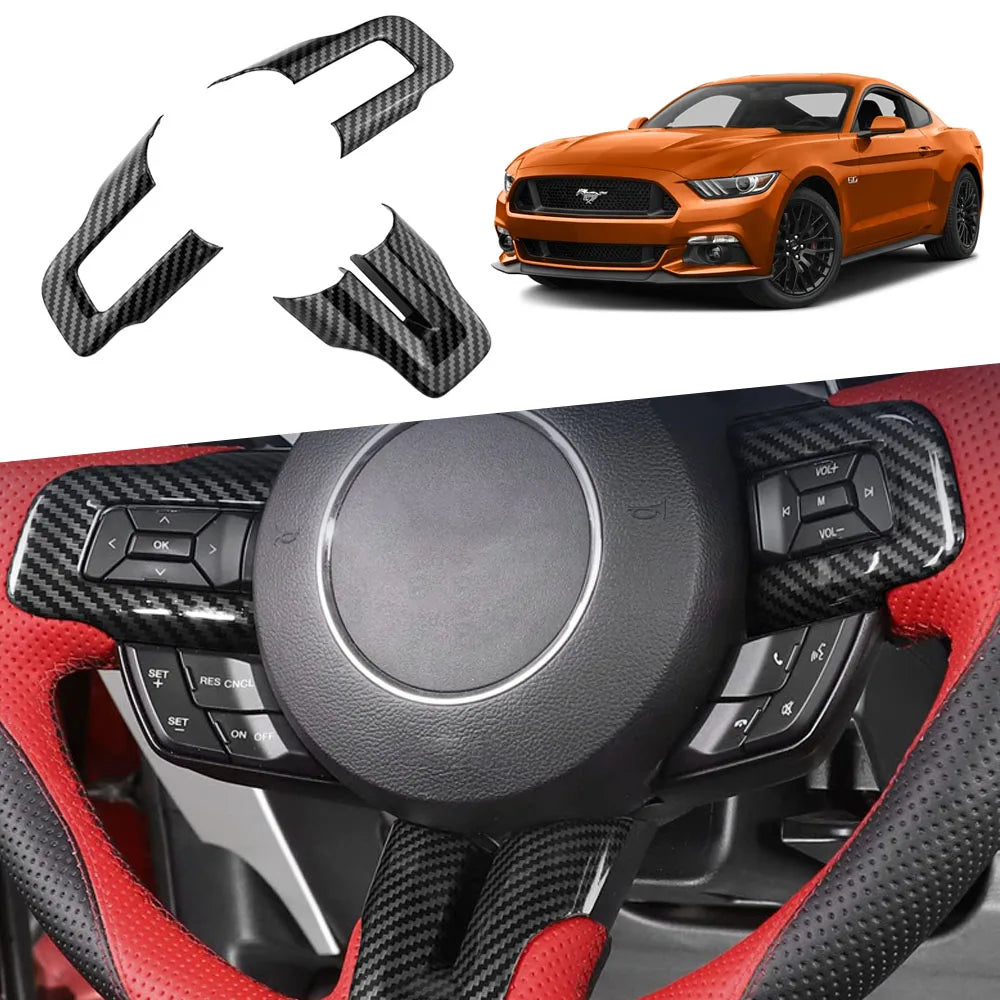 Ford Mustang 2015-2023 Steering Wheel Button Frame Cover Trim Interior Car Accessories