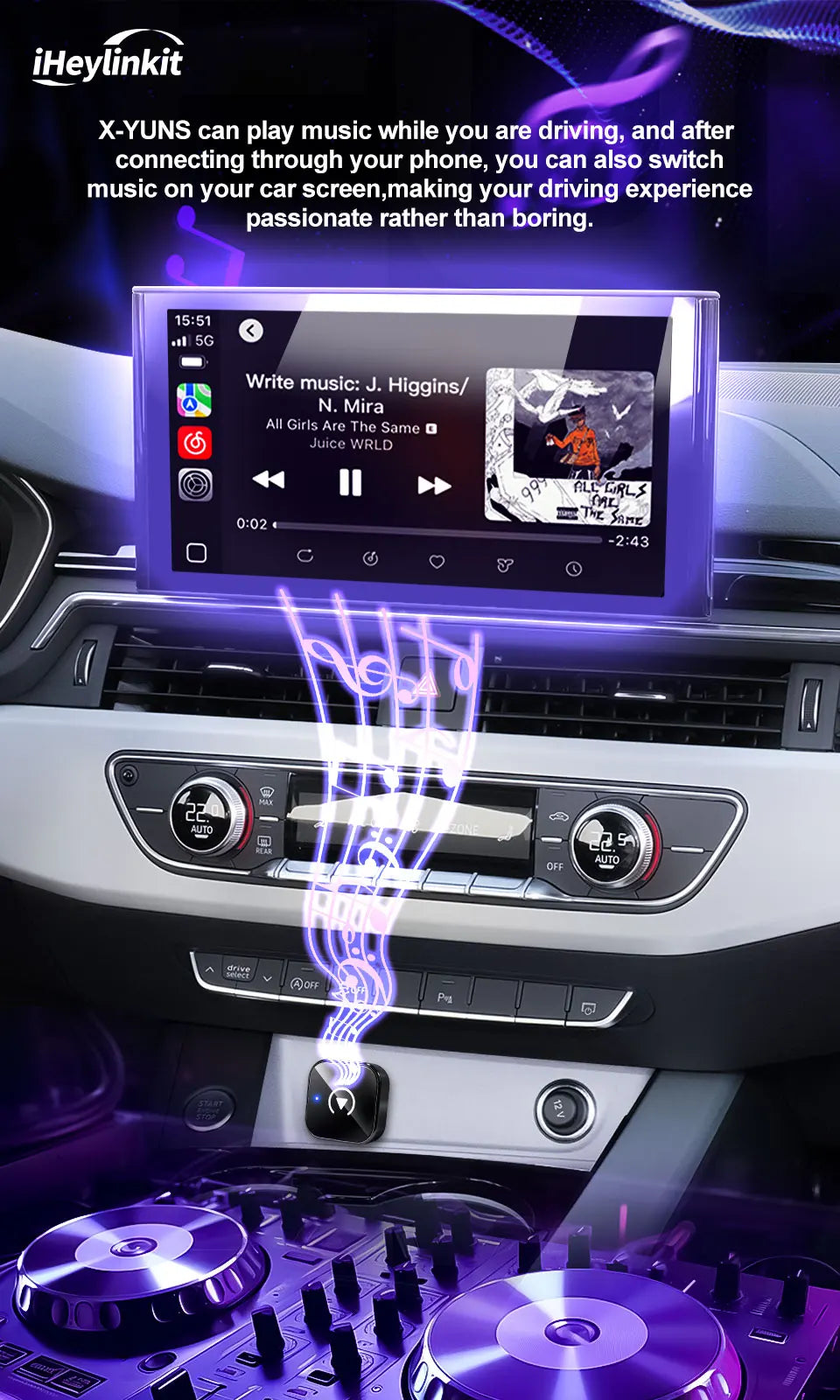Wireless CarPlay Adapter High-Quality Smart Box 5GHz WiFi Type-C/USB Car Accessory