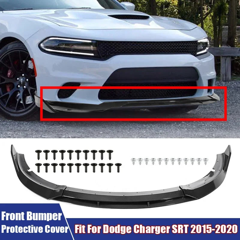 Car Front Bumper Splitter Carbon Fiber For Dodge Charger SRT 2015-2020 V2 Style Bumper Lip