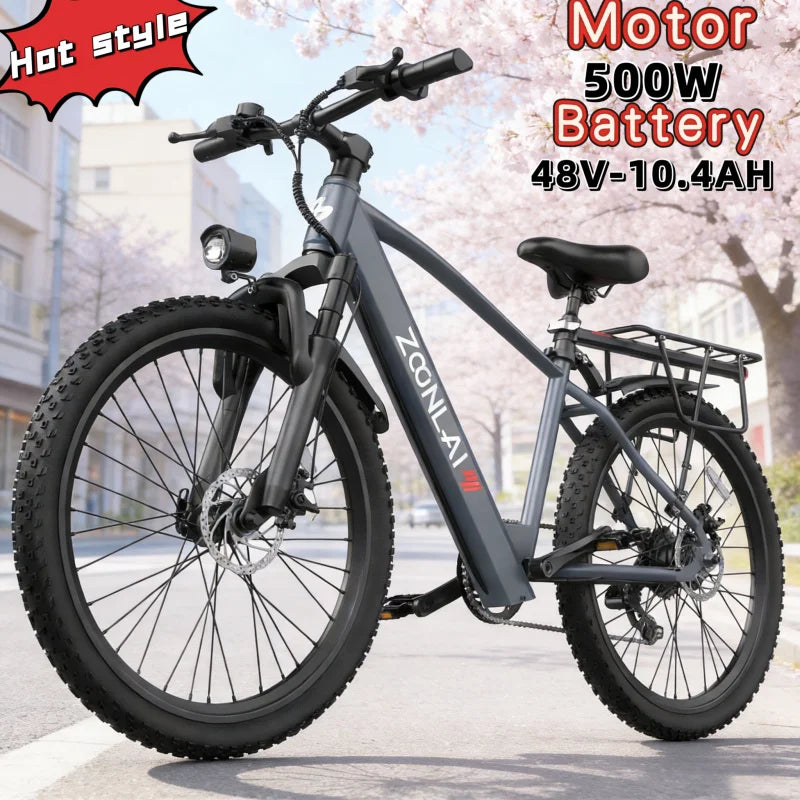 26-inch 21-speed adult E-Bike 500W motor 48V10.4AH lithium battery electric bicycle/mountain off-roader