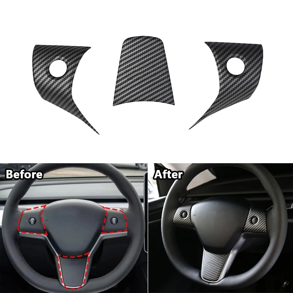 Carbon Fiber Steering Wheel Cover For Tesla Model 3 & Y