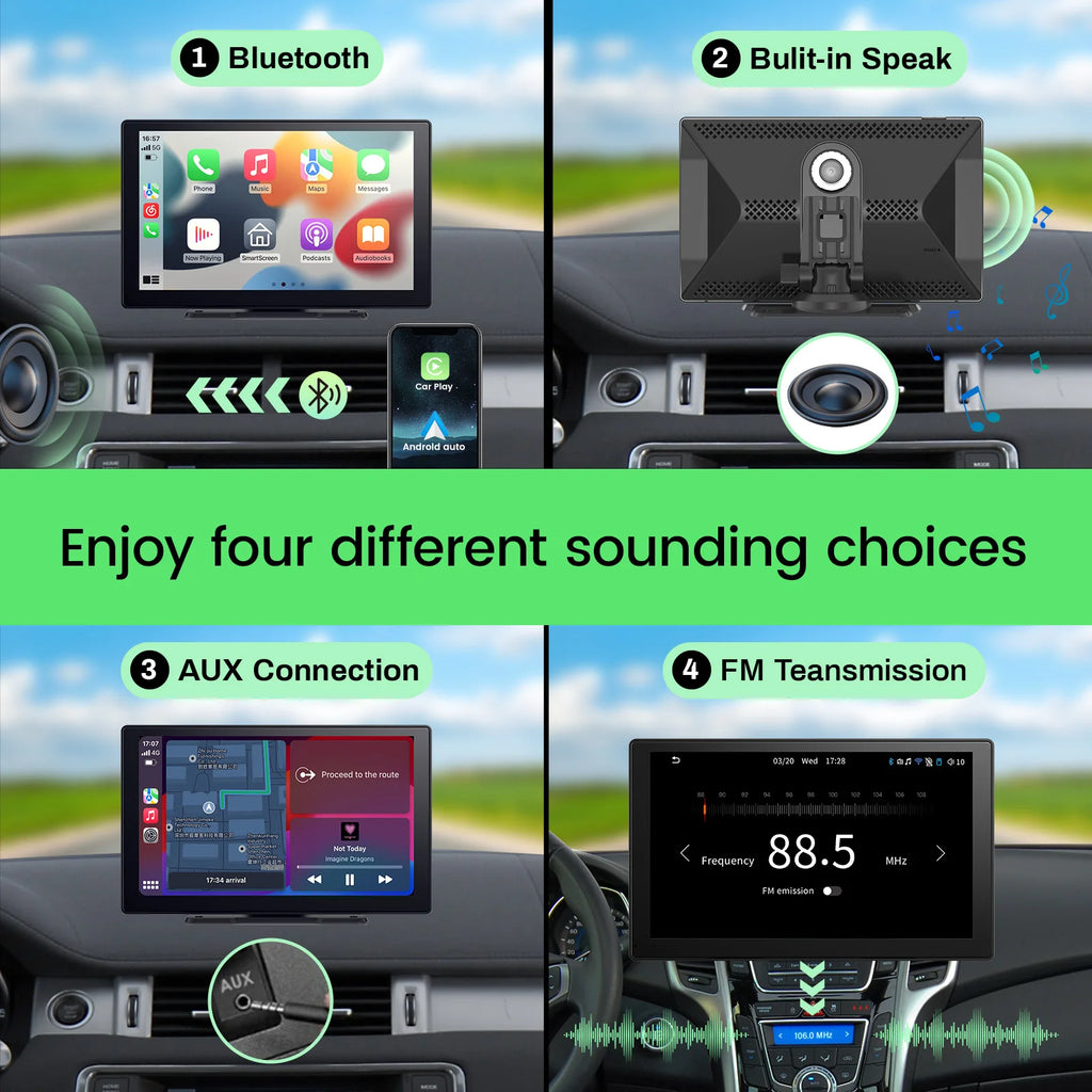 Pionray 7/9/10.26” CarPlay USB & AUX Support + Rearview Camera