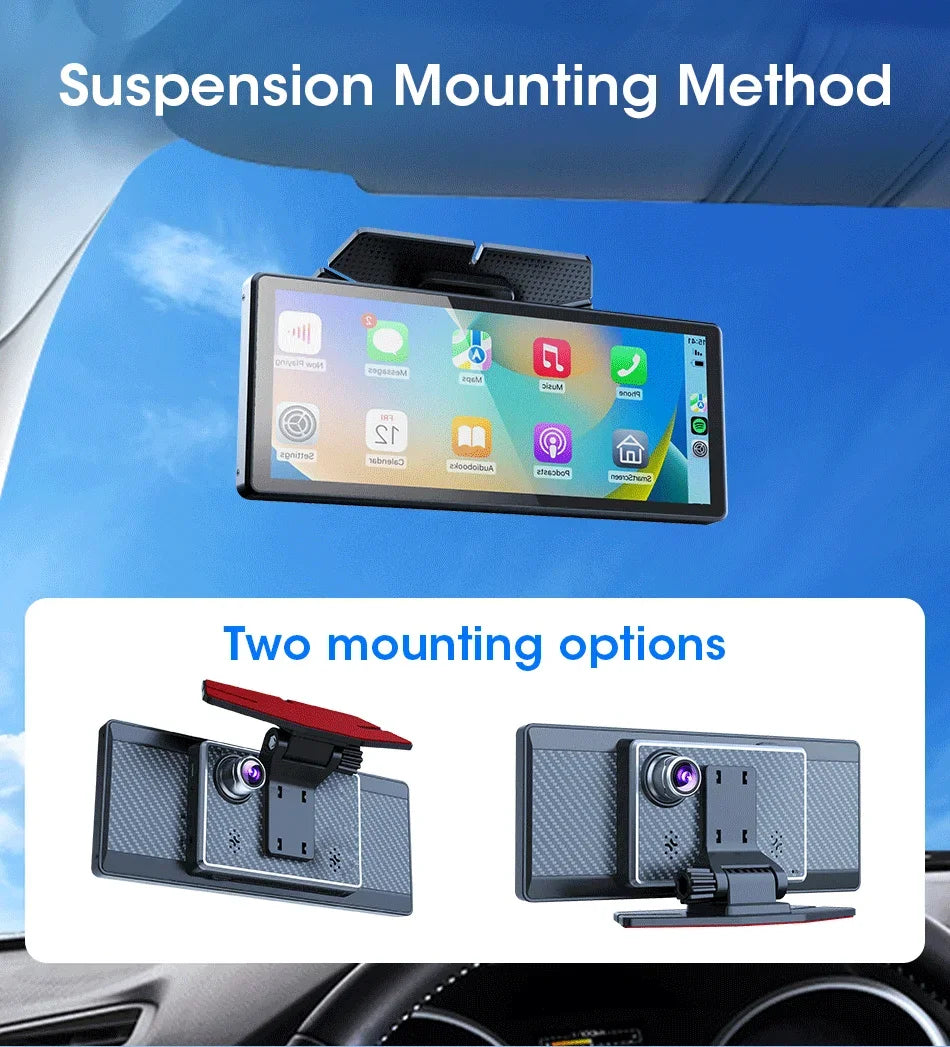 Carplay 8.1" Portable Touch Screen Car Stereo with Android + Dash Cam