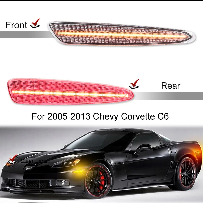 Amber Red or White LED Light Front Rear Bumper  Fender Light For Chevy Corvette C6 2005-2013