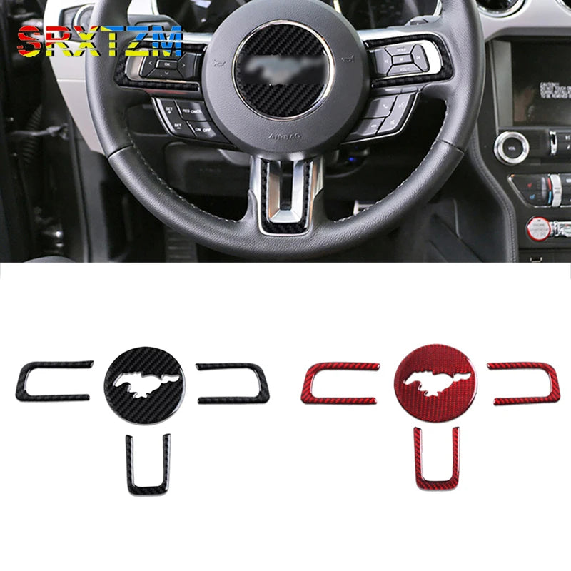 Carbon Fiber Interior Car Steering Wheel Cover For Ford Mustang 2015-2019