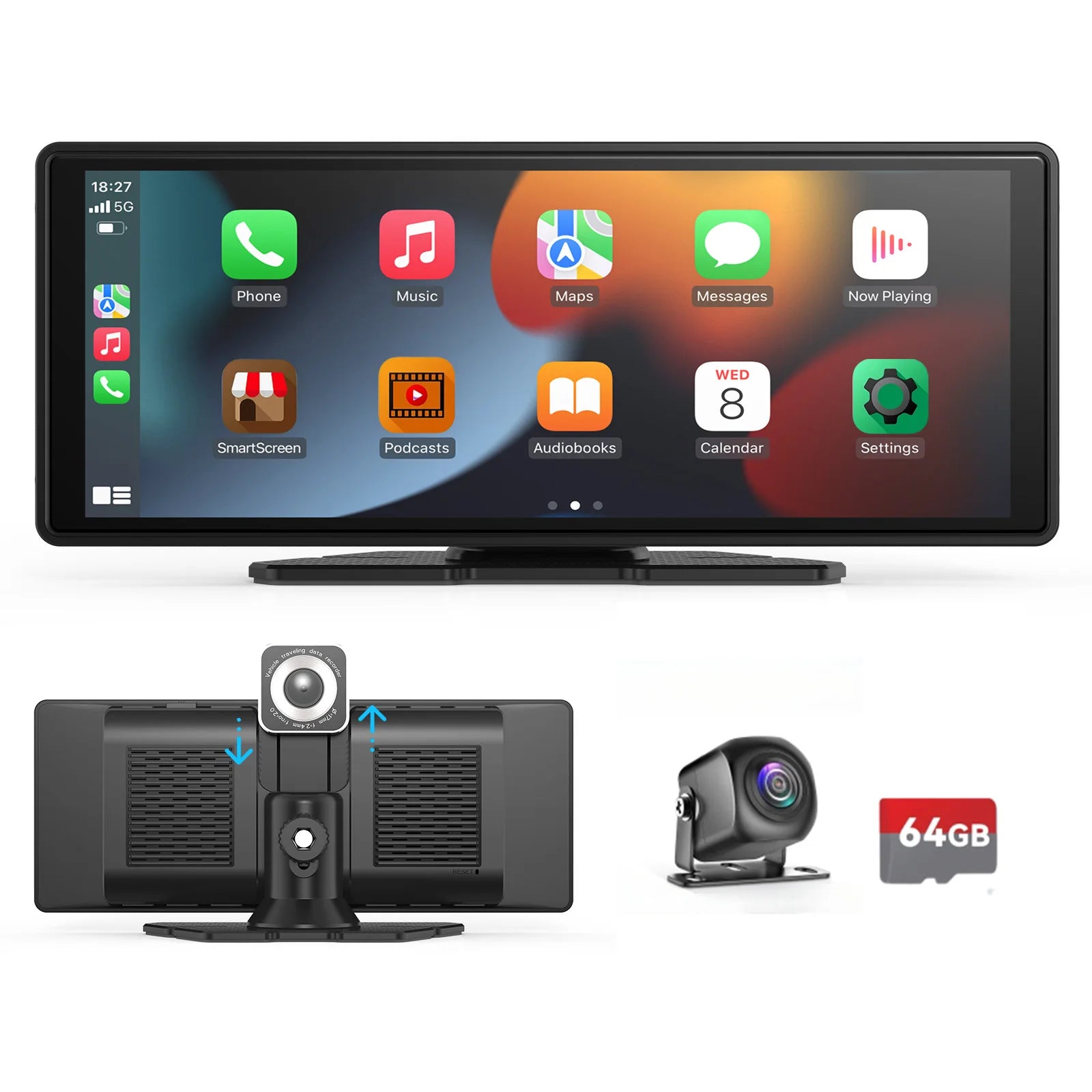 Universal Portable Carplay, Wireless Carplay Screen Wireless Car Stereo with Carplay Android Auto,