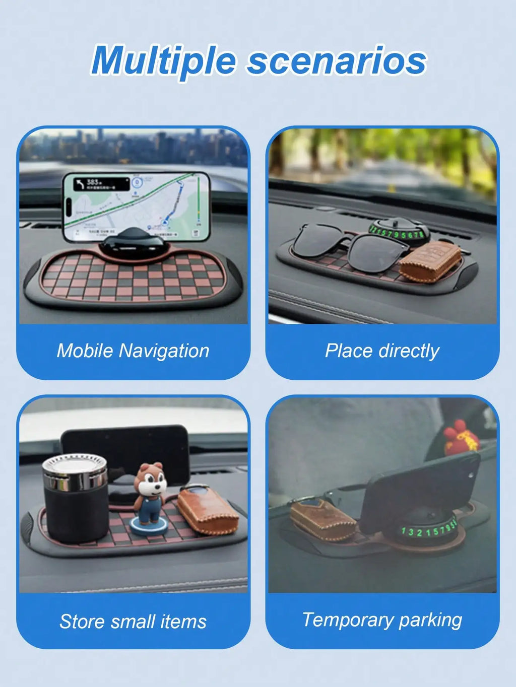 Car Dashboard Multi-Function Non-Slip Pad – Premium PVC Material, Universal for Navigation & Storage