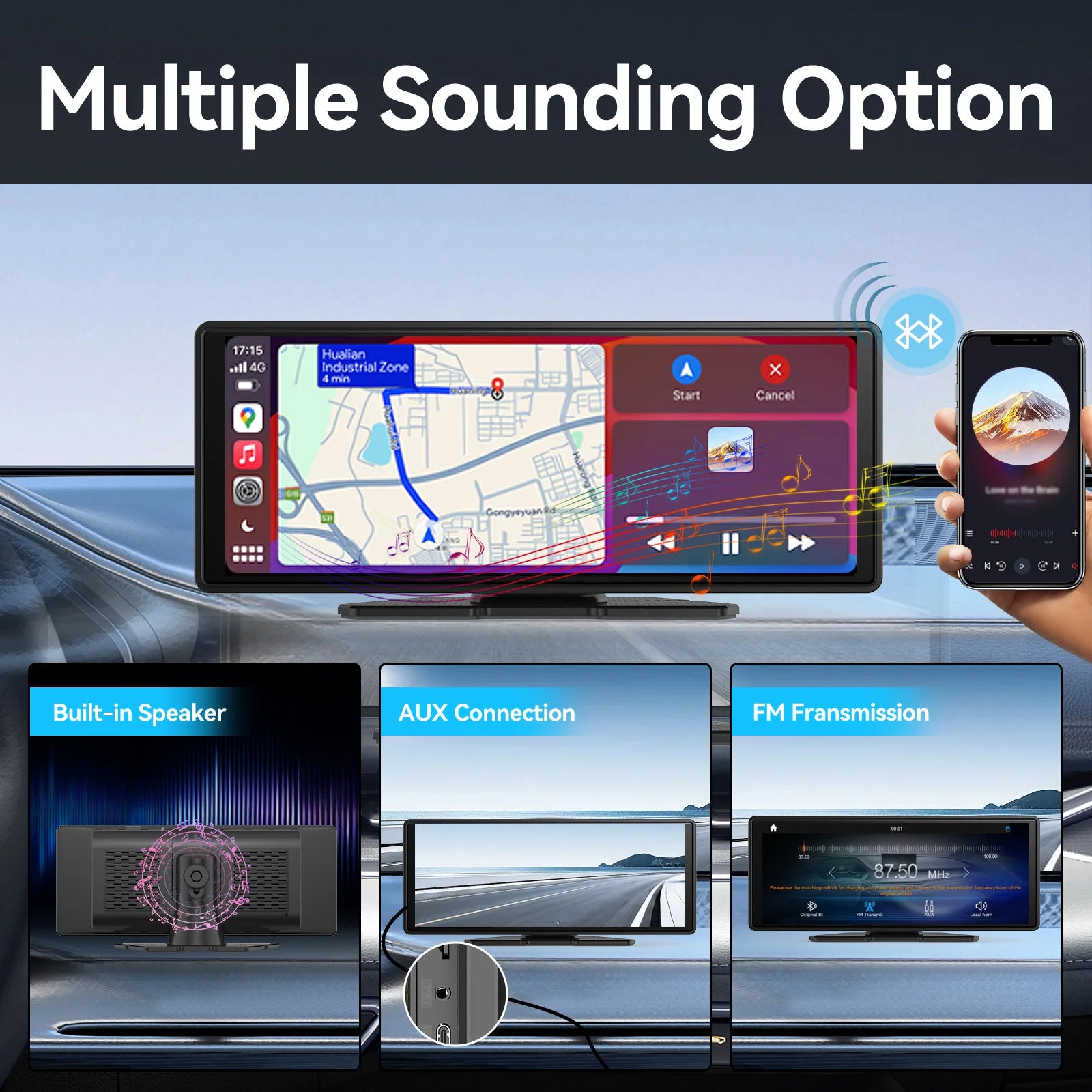 Universal Portable Carplay, Wireless Carplay Screen Wireless Car Stereo with Carplay Android Auto,