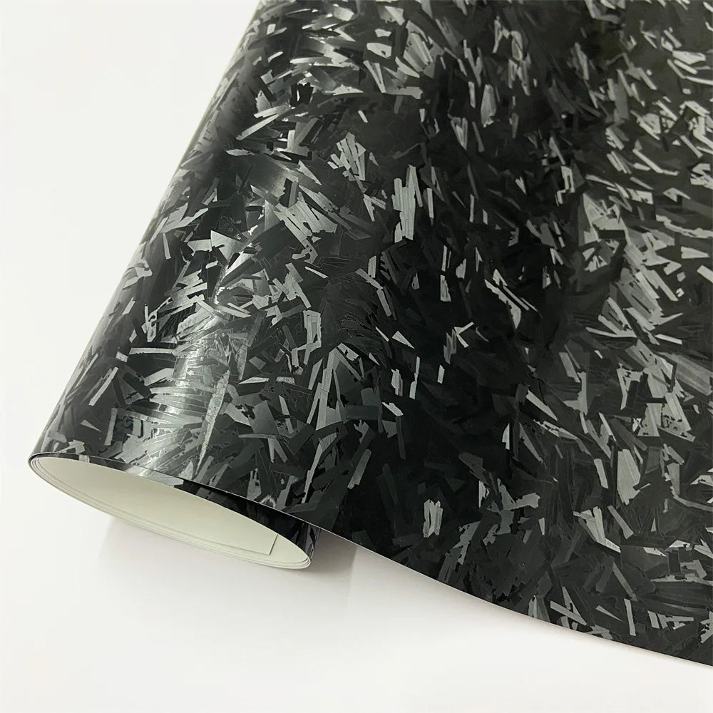 Black Chopped Forged Carbon Fiber Vinyl Wrap DIY Adhesive Film Foil Wrapping Decal