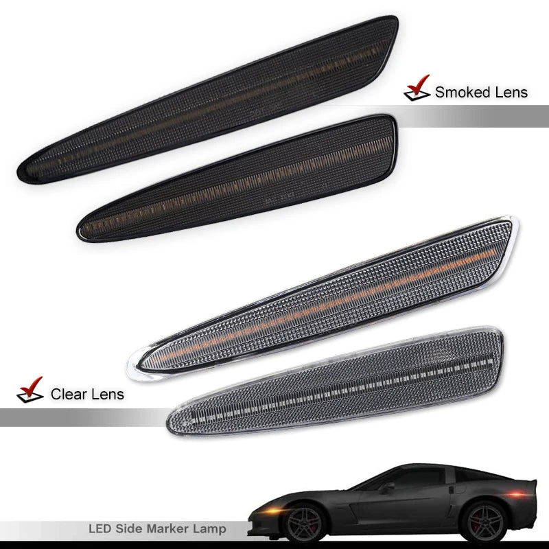 Amber Red or White LED Light Front Rear Bumper  Fender Light For Chevy Corvette C6 2005-2013