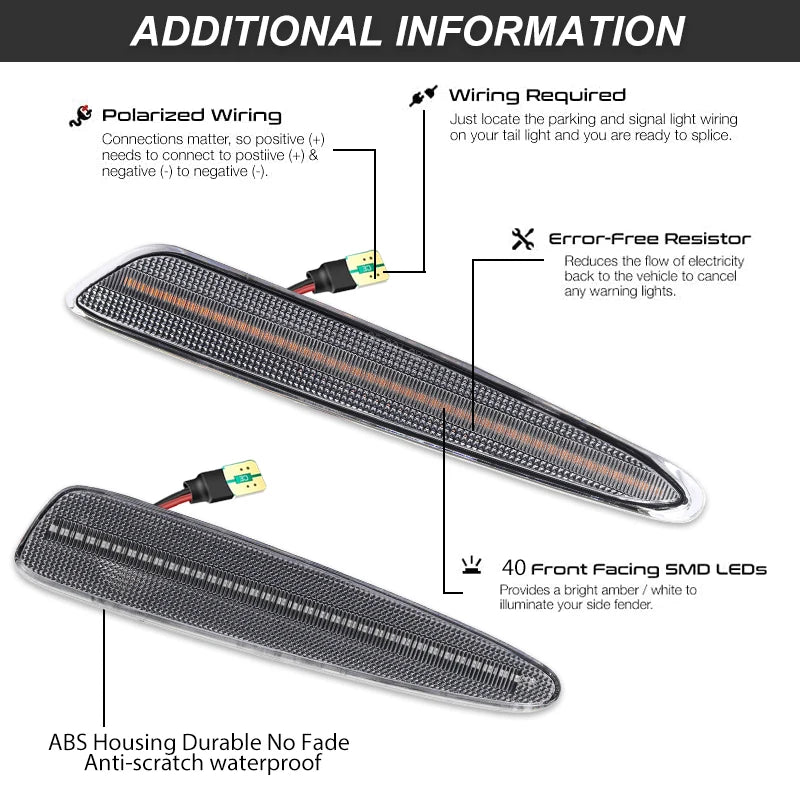 Amber Red or White LED Light Front Rear Bumper  Fender Light For Chevy Corvette C6 2005-2013