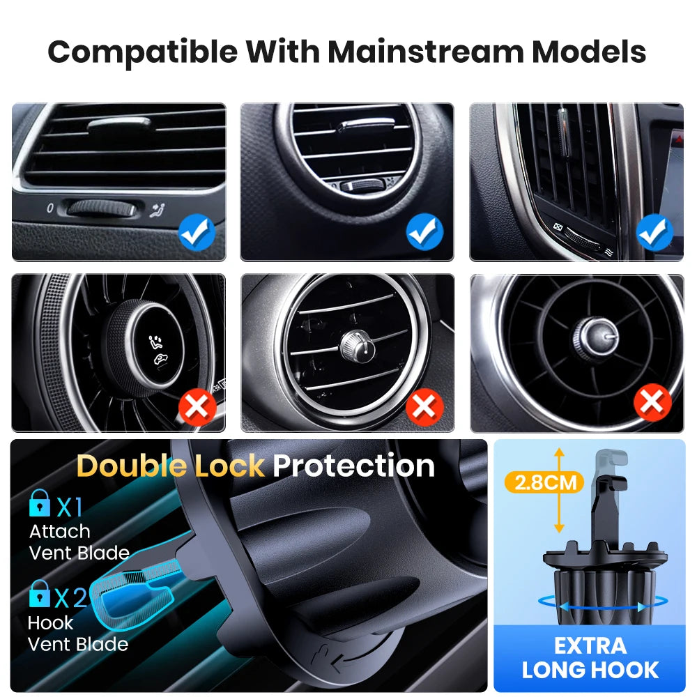 TOPK Air Vent Car Mount,[Big Phones&Thick Case Friendly] for All Phones