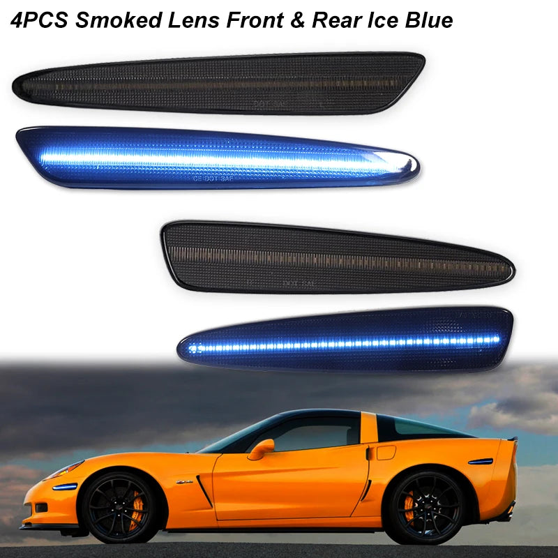 Amber Red or White LED Light Front Rear Bumper  Fender Light For Chevy Corvette C6 2005-2013