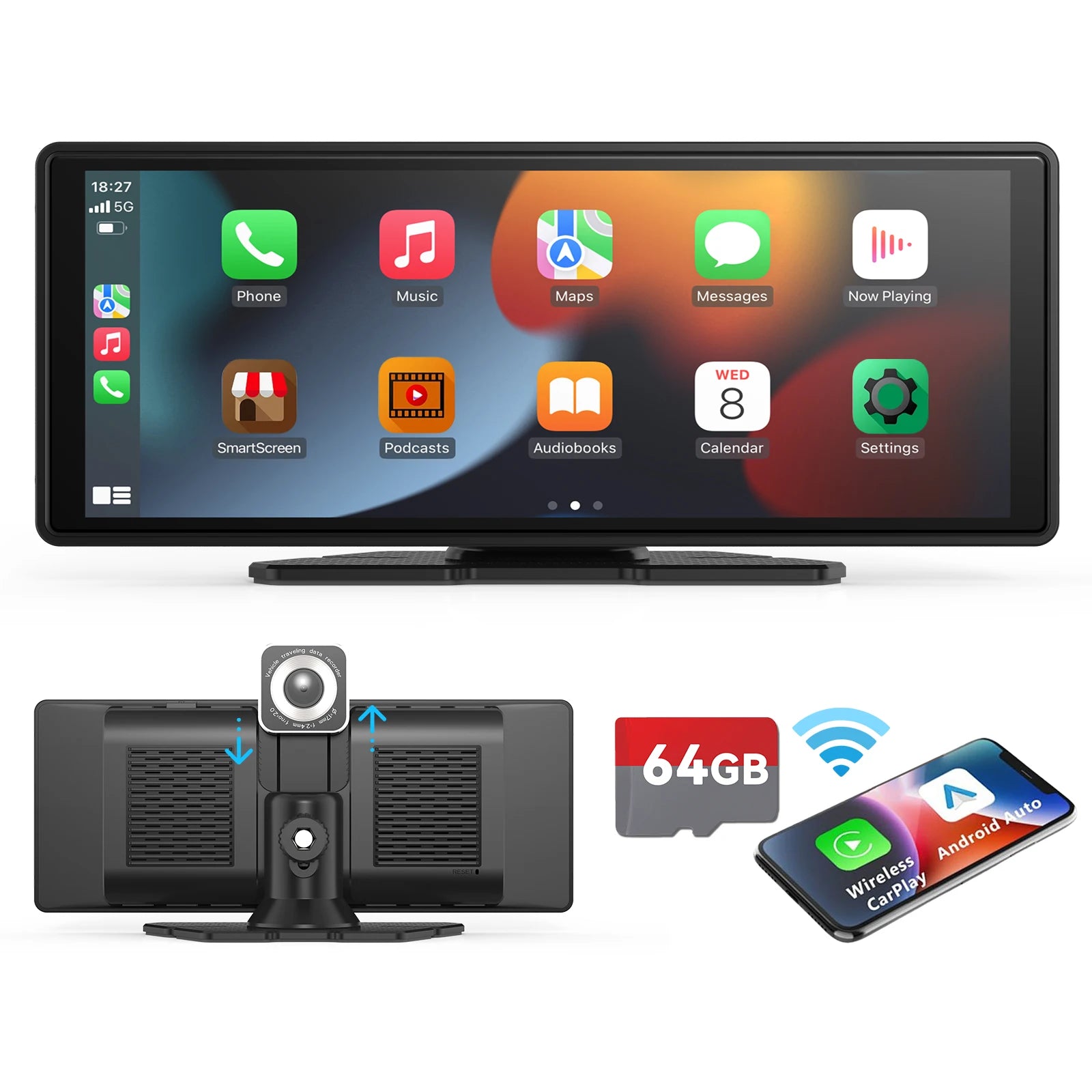 Pionray 7/9/10.26” CarPlay USB & AUX Support + Rearview Camera