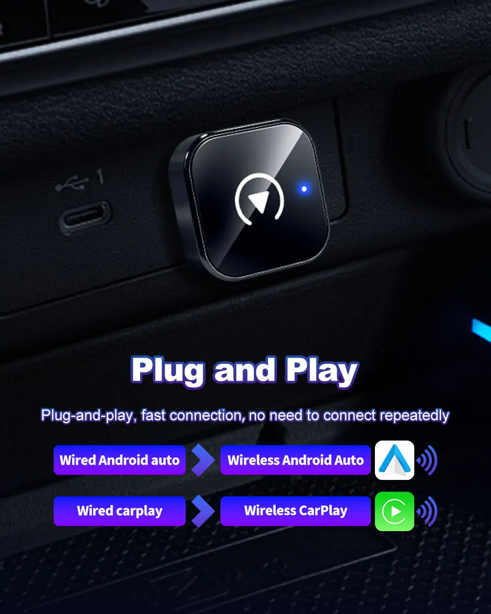 Wireless CarPlay Adapter High-Quality Smart Box 5GHz WiFi Type-C/USB Car Accessory