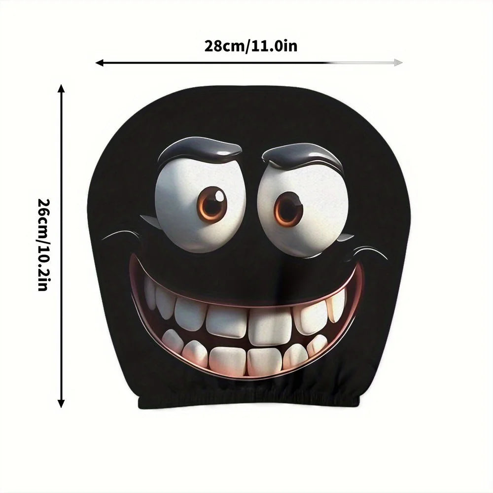 2pcs Smiley Face Head Rest Cover + Washer and Dryer Safe