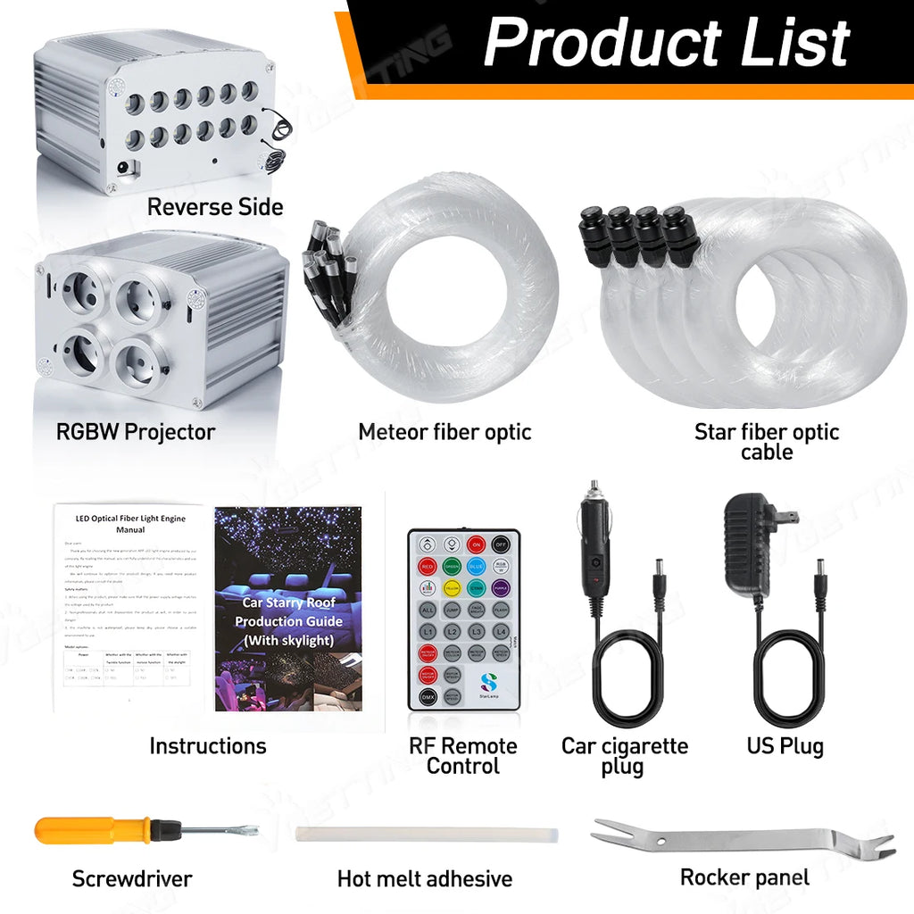 Starlight Headliner Kit 32W 4Port Twinkle Star Roof Meteor Light Fibre Optic 920ct