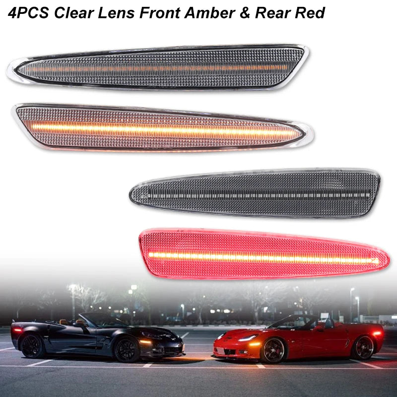 Amber Red or White LED Light Front Rear Bumper  Fender Light For Chevy Corvette C6 2005-2013