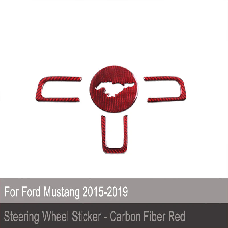Carbon Fiber Interior Car Steering Wheel Cover For Ford Mustang 2015-2019