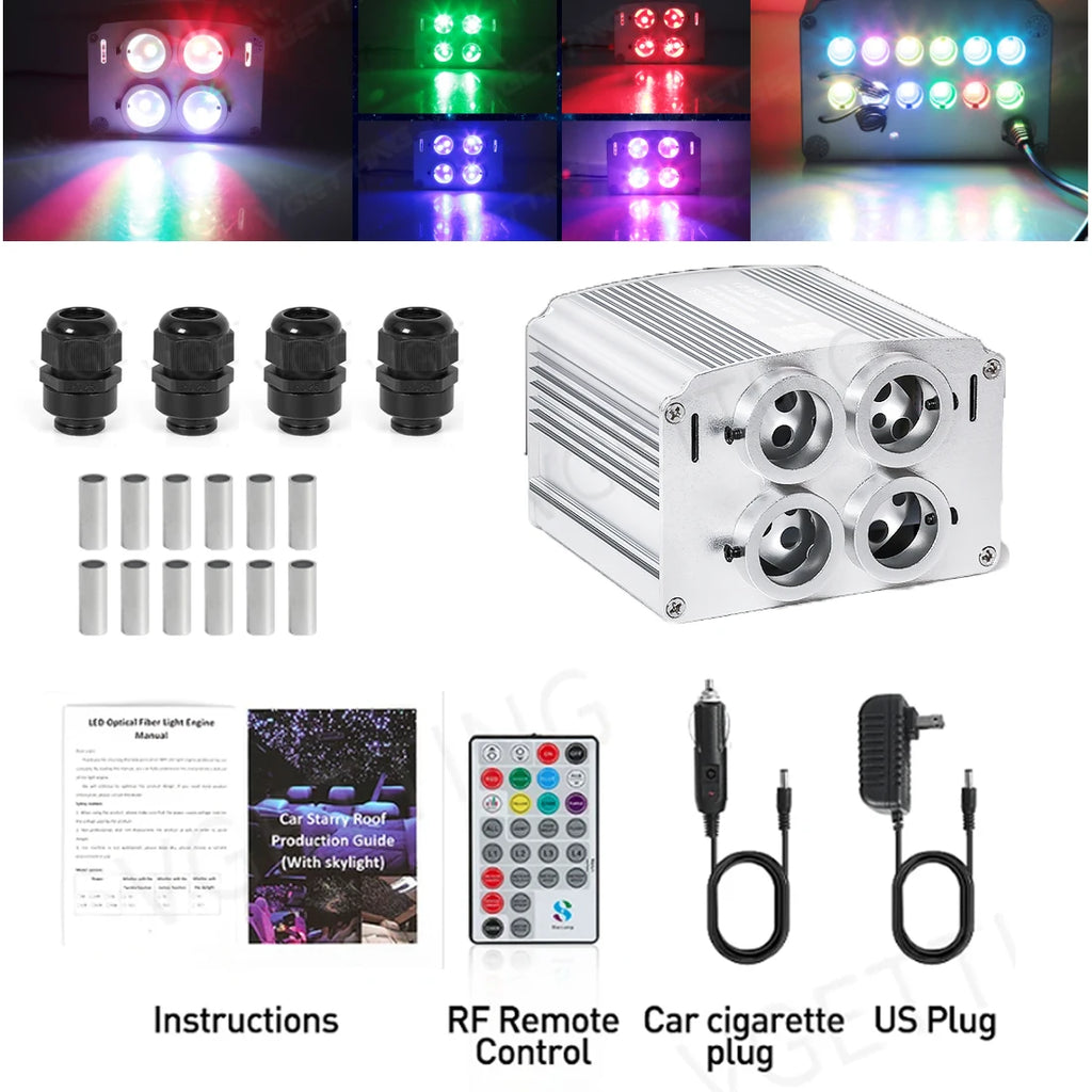 Starlight Headliner Kit 32W 4Port Twinkle Star Roof Meteor Light Fibre Optic 920ct