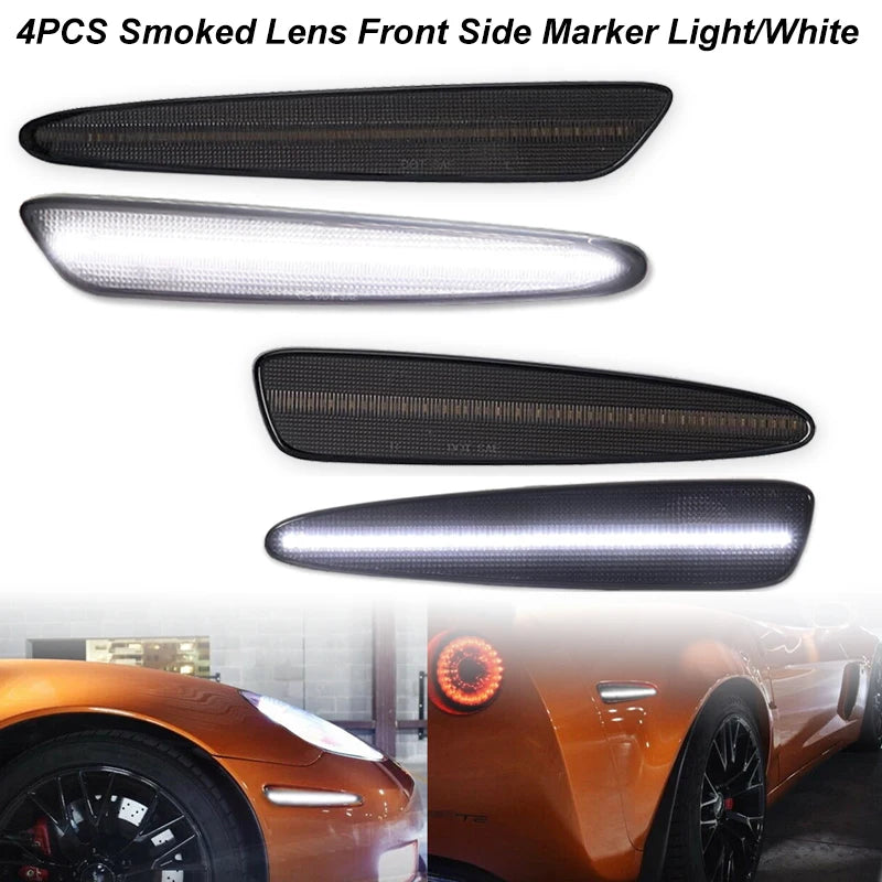 Amber Red or White LED Light Front Rear Bumper  Fender Light For Chevy Corvette C6 2005-2013
