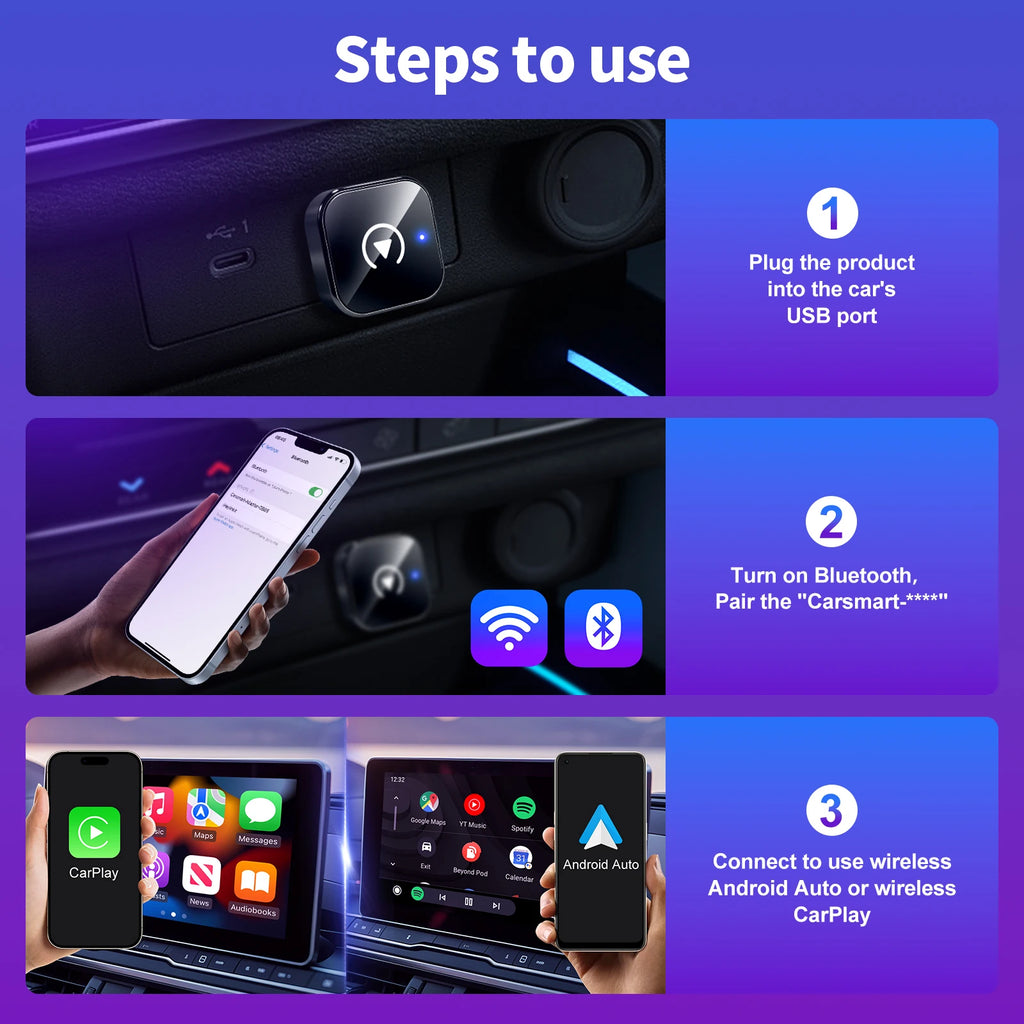 Wireless CarPlay Adapter High-Quality Smart Box 5GHz WiFi Type-C/USB Car Accessory