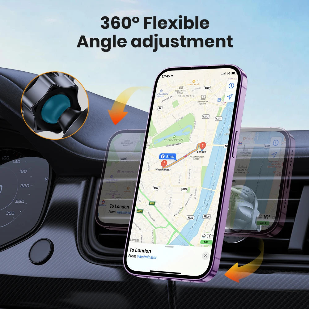 TOPK Phone Holder Charger 15W Fast Wireless Magnet for Air Vent for iPhone 16/15/14/13/12
