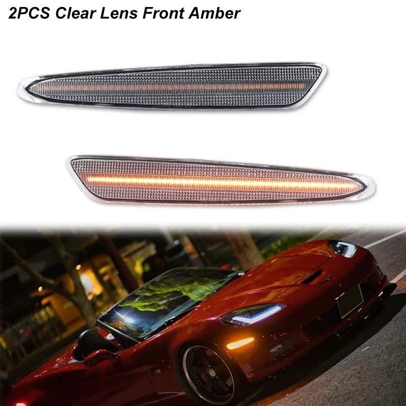 Amber Red or White LED Light Front Rear Bumper  Fender Light For Chevy Corvette C6 2005-2013