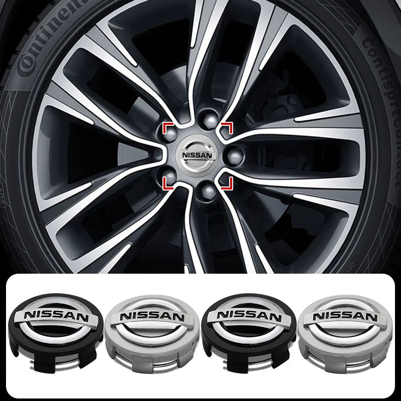 60mm Car Logo Wheel Center Caps Rim Badge Covers for Nissan Qashqai X J10 J11 Trail Tiida Teana Skyline Juke X-trail Accessories