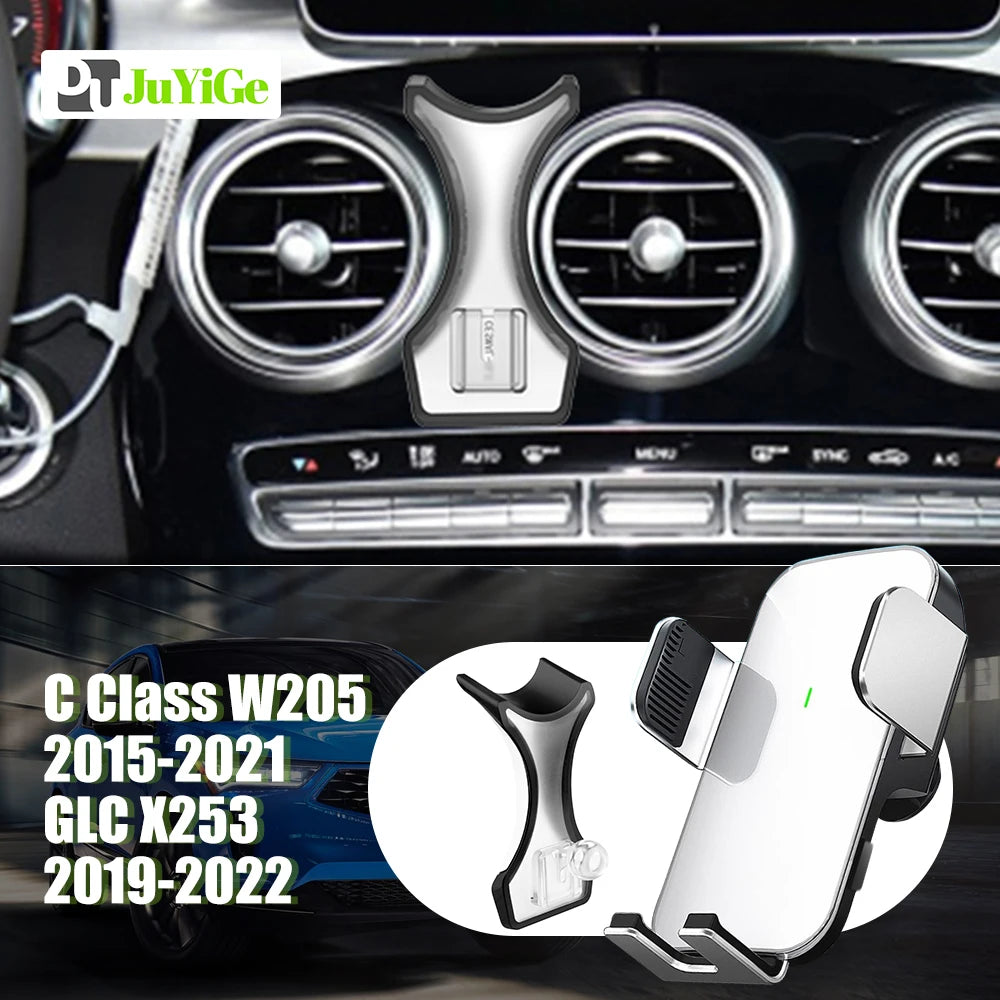 Solar Phone Holder For Mercedes Benz C Class + Wireless Charging