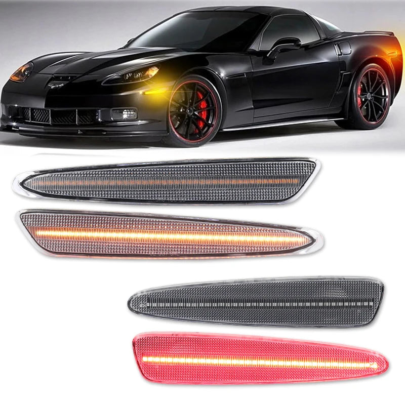 Amber Red or White LED Light Front Rear Bumper  Fender Light For Chevy Corvette C6 2005-2013