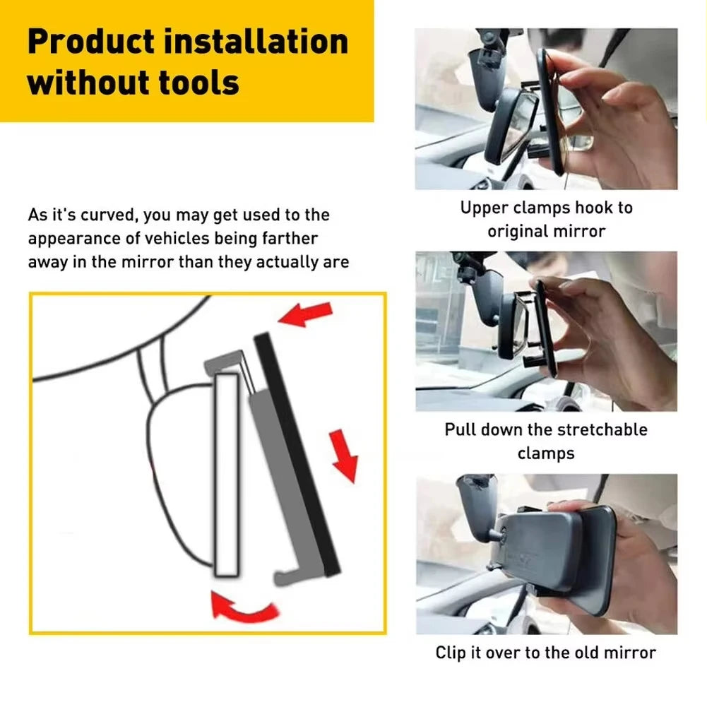 BlindSpot Mirrors Wide Angle Convex Rearview Mirror + Anti Glare (Large)