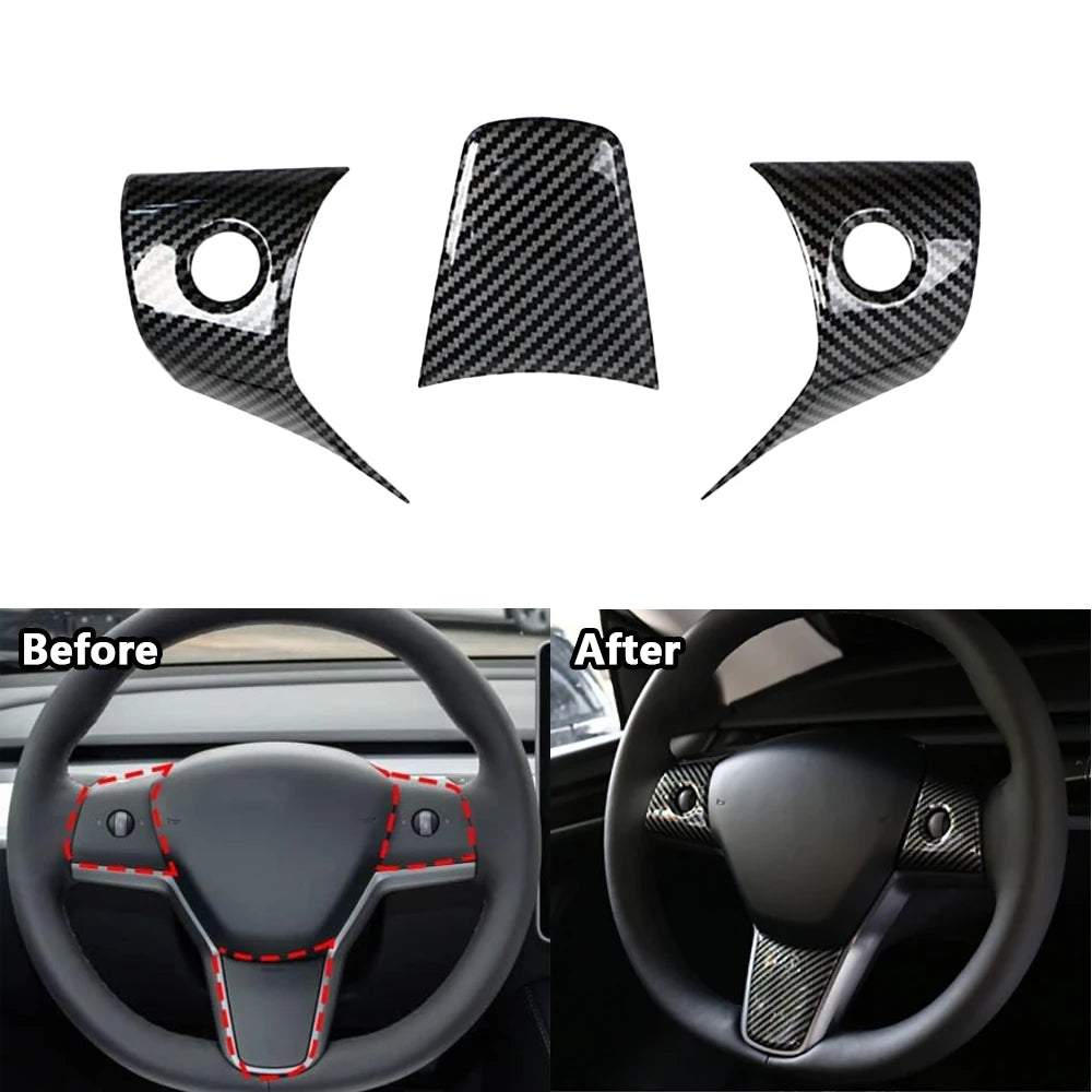 Carbon Fiber Steering Wheel Cover For Tesla Model 3 & Y