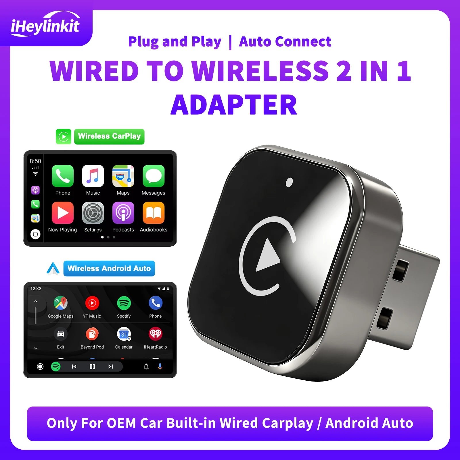 Wireless CarPlay Adapter High-Quality Smart Box 5GHz WiFi Type-C/USB Car Accessory